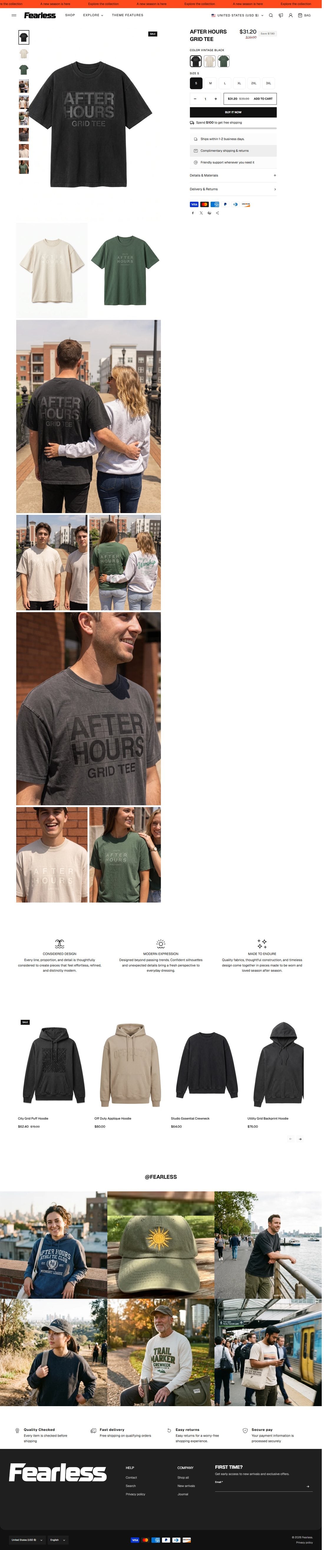 Fearless preset product page
